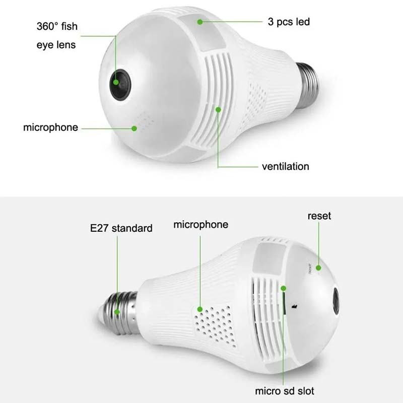 Cámara Espía Foco De Seguridad Y Vigilancia Ip Wifi Led
