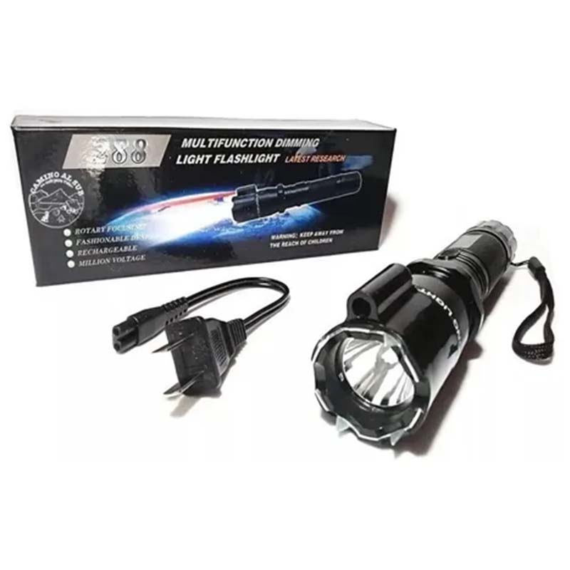 Lampara Tactica Led Descarga Electroshock Toques + Laser+nav