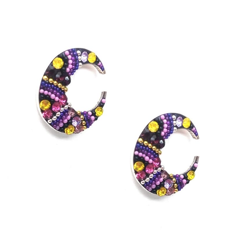 Juego de collar y aretes Luna Morada de Plata .925 Joyería Zvezda