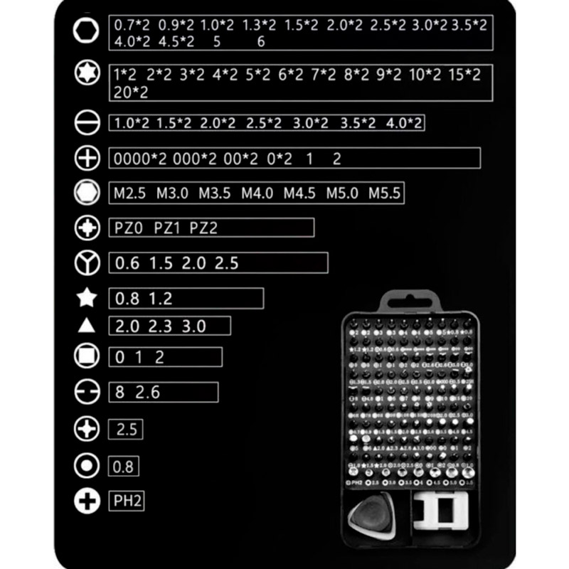 Set Dados Desarmadores Precisión 117p Kit Reparación Celular
