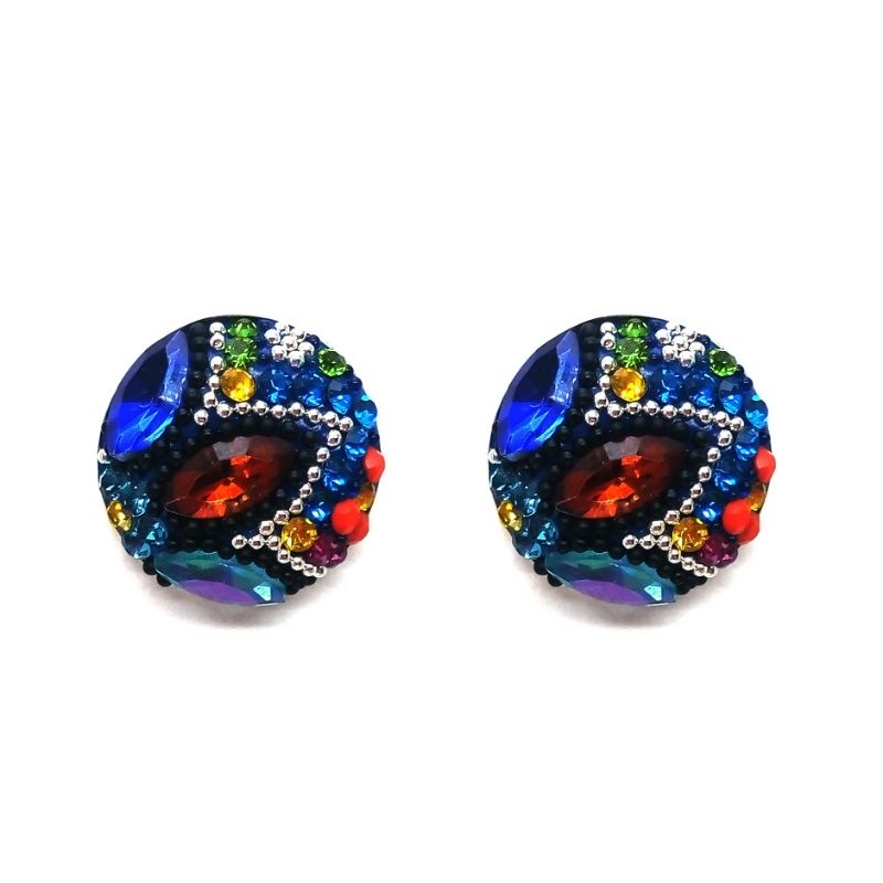 Juego de collar y aretes Medallón Multicolor de Plata .925 Joyería Zvezda
