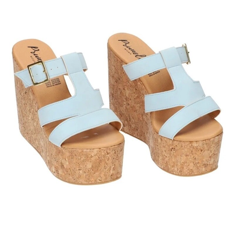 Sandalias Zapatos Mujer Tacon Zapatillas Plataforma 186 /z Azul