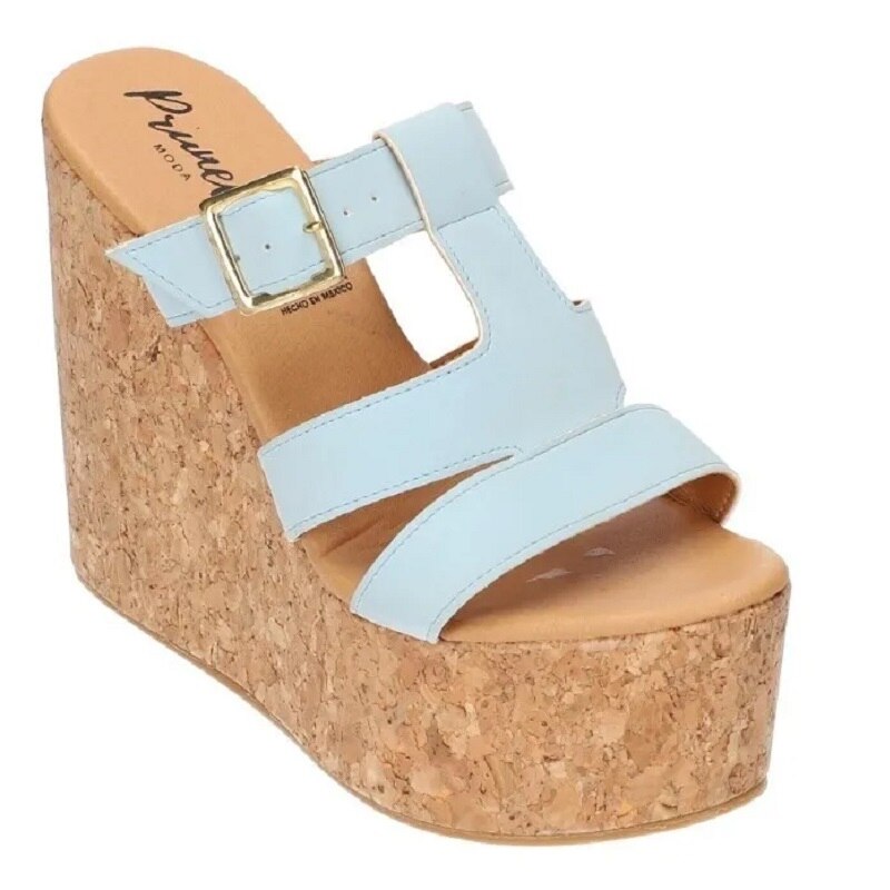 Sandalias Zapatos Mujer Tacon Zapatillas Plataforma 186 /z Azul