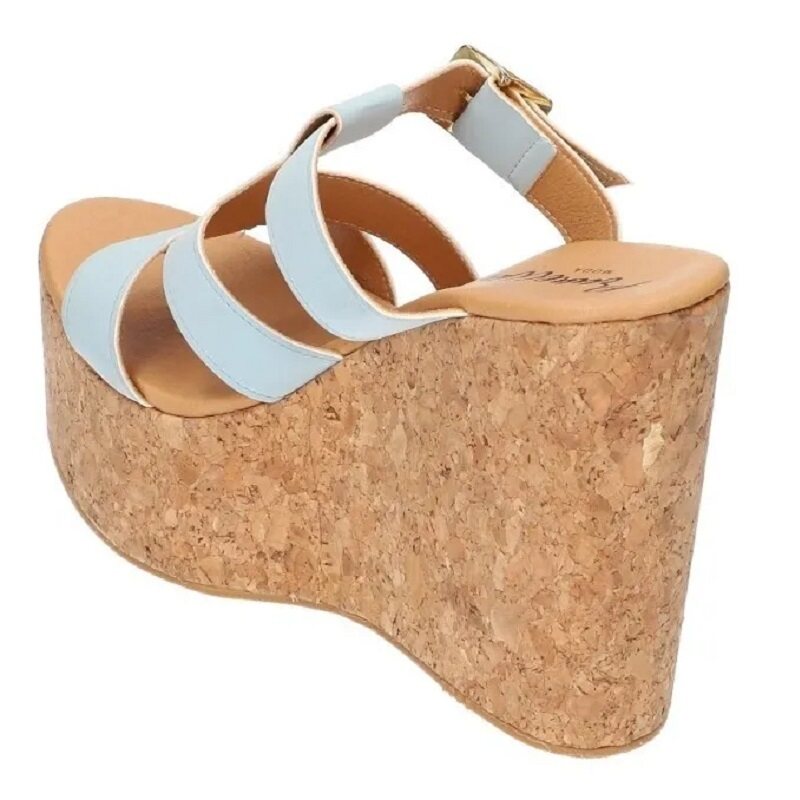Sandalias Zapatos Mujer Tacon Zapatillas Plataforma 186 /z Azul