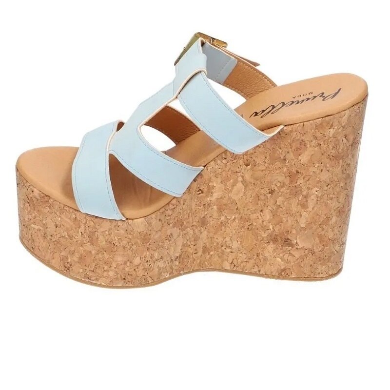 Sandalias Zapatos Mujer Tacon Zapatillas Plataforma 186 /z Azul