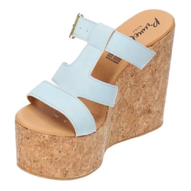 Sandalias Zapatos Mujer Tacon Zapatillas Plataforma 186 /z Azul