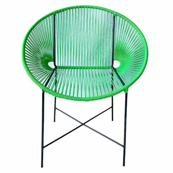 Silla Acapulco Media Luna Verde Manzana De Acero Y Pvc- Calidad