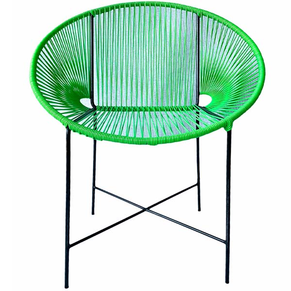 Silla Acapulco Media Luna Verde Manzana De Acero Y Pvc- Calidad