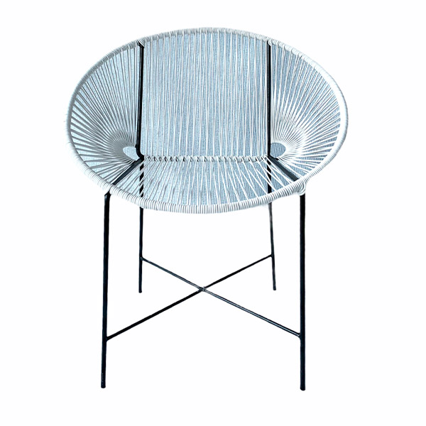 Silla Acapulco Media Luna Blanco De Acero Y Pvc- Calidad