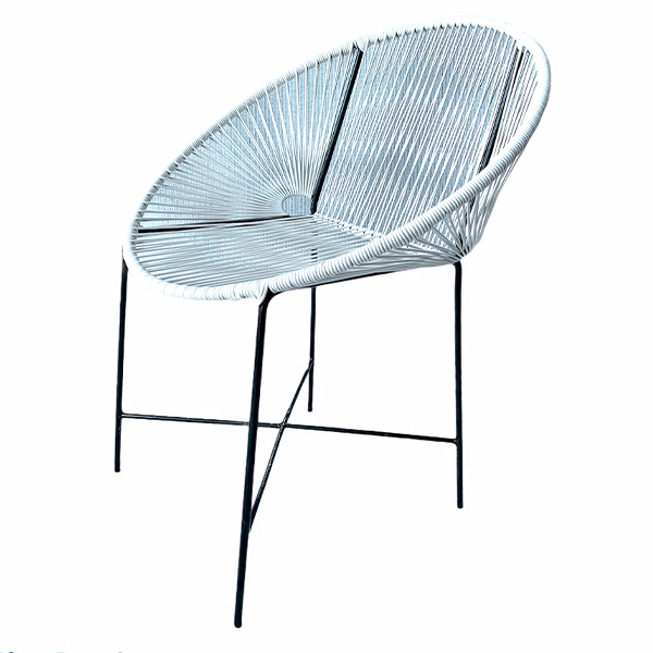 Silla Acapulco Media Luna Blanco De Acero Y Pvc- Calidad