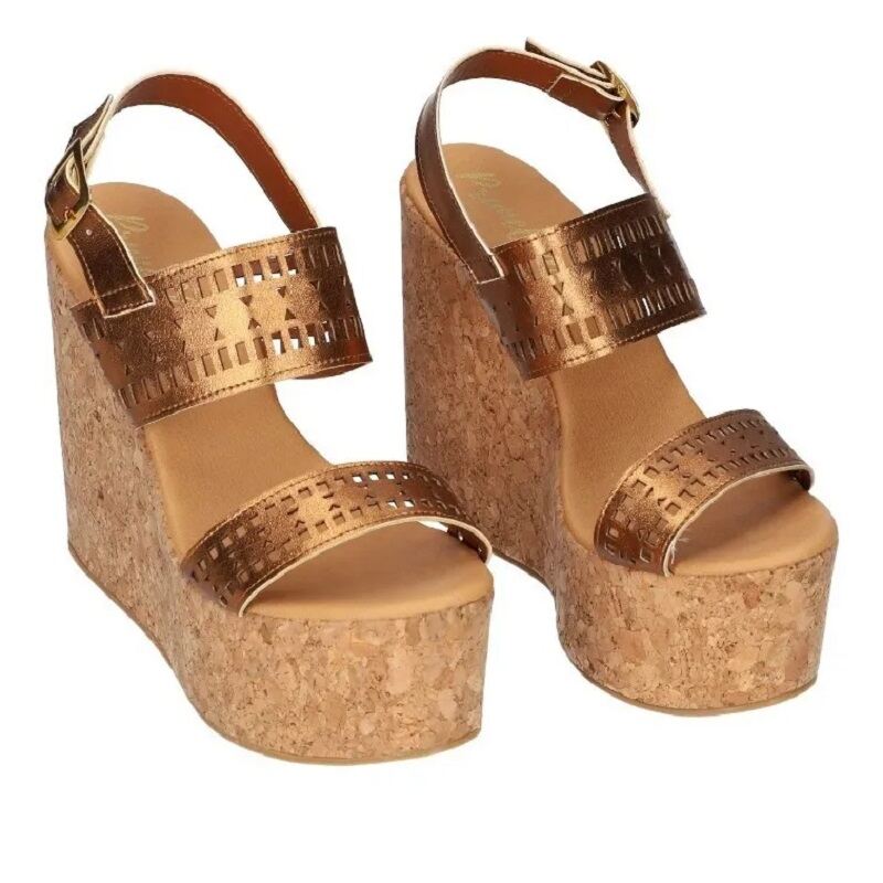 Sandalias Zapatos Mujer Tacon Zapatillas Plataforma 192 /z Dorado