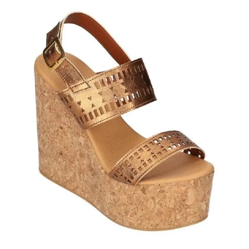 Sandalias Zapatos Mujer Tacon Zapatillas Plataforma 192 /z Dorado