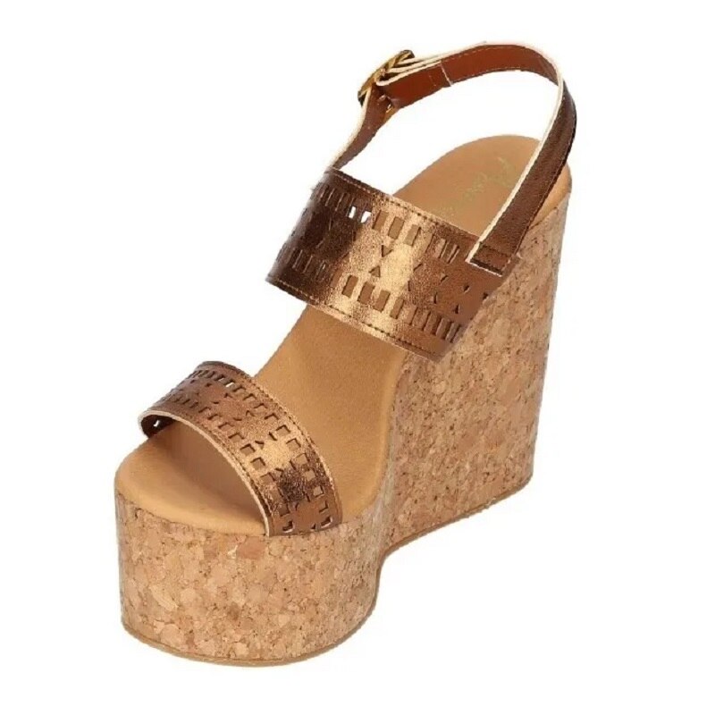 Sandalias Zapatos Mujer Tacon Zapatillas Plataforma 192 /z Dorado