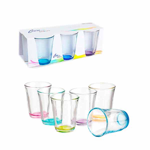 Vaso vidrio Juego de vasos/fondo atomizado/color Crisa 260ml/8.8oz 6 pzas. CRISA-7922