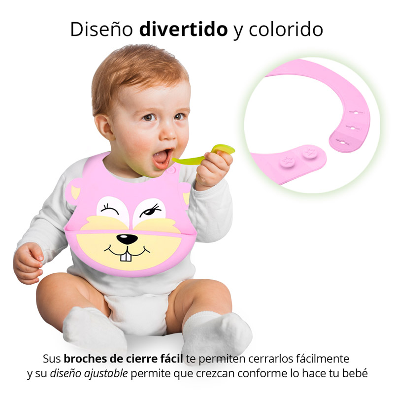 Baberos Para Bebé De Silicón Suave Diseño Divertido 3pz Redlemon