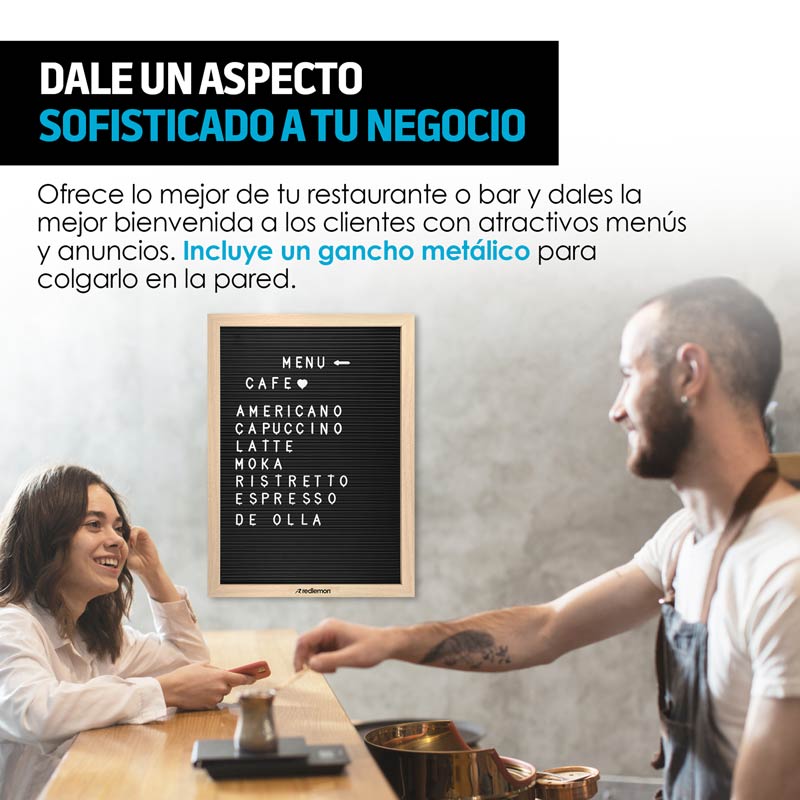 Pizarrón de Madera Vintage 340 Letras Intercambiables Redlemon