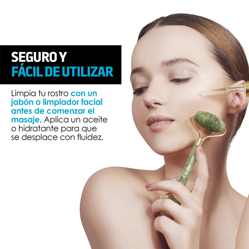 Masajeador Rodillo Jade para Masaje Facial Doble Extremo Redlemon