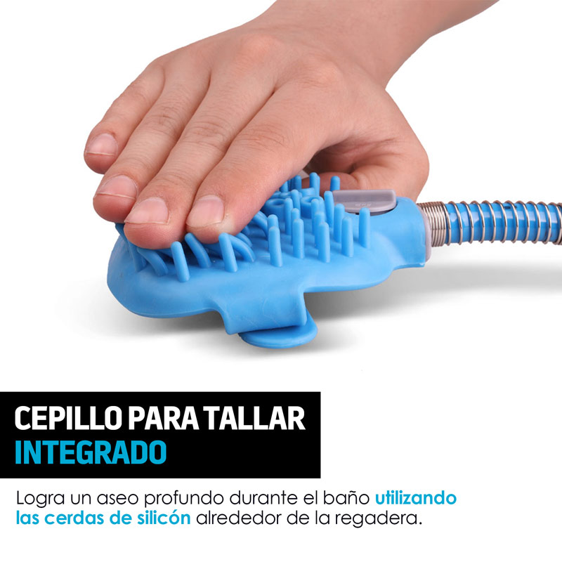 Regadera para Perros Y Gatos Con Cepillo Manguera Redlemon