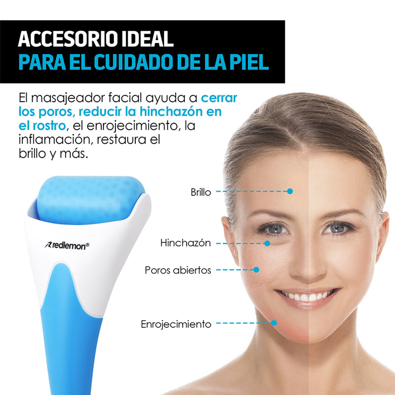 Masajeador Facial tipo Rodillo de Hielo para Masaje de Piel Redlemon