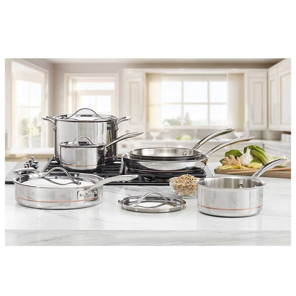 Batería de Cocina 10 Piezas Kirkland Signature 1119338 CST - Gris