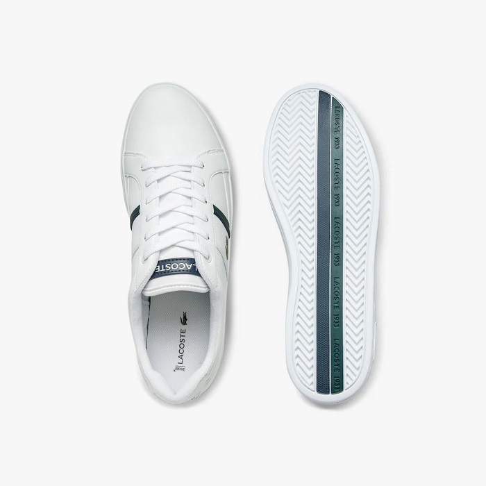 TENIS LACOSTE BLANCOS CON FRANJA AZUL (40SMA0007)