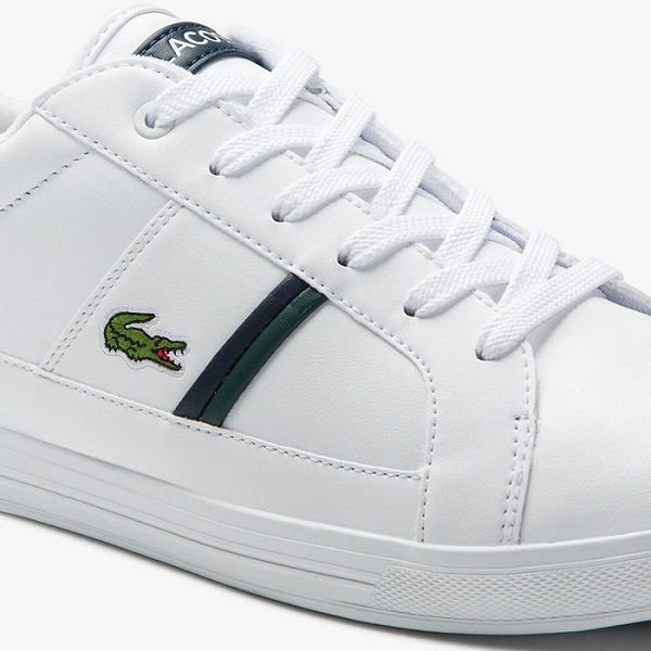 TENIS LACOSTE BLANCOS CON FRANJA AZUL (40SMA0007)