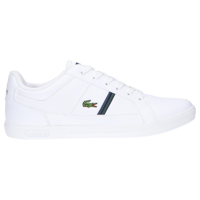 TENIS LACOSTE BLANCOS CON FRANJA AZUL (40SMA0007)