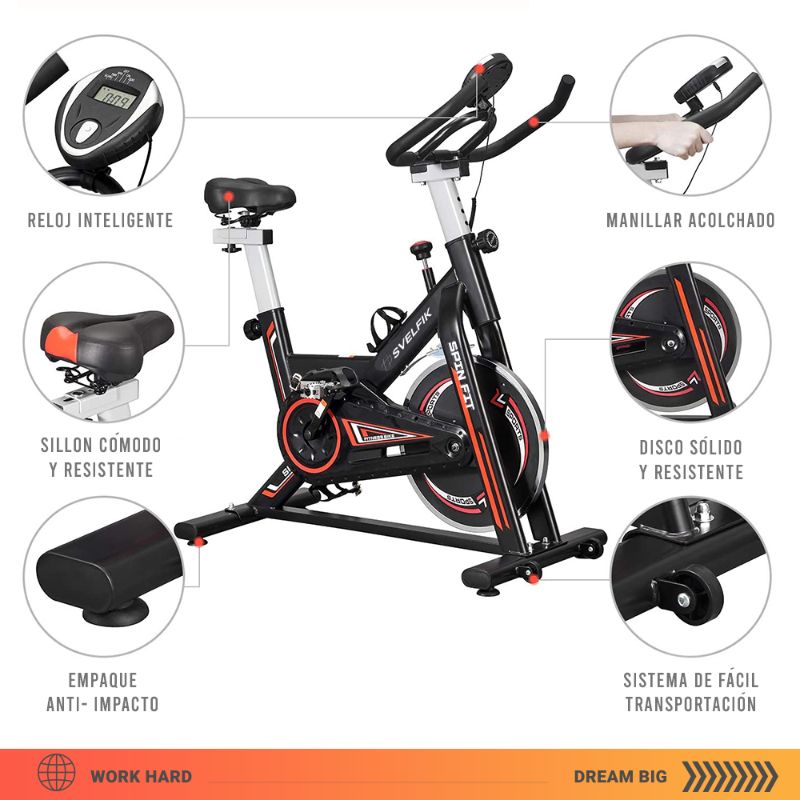 Bicicleta Para Hacer Ejercicio Spinning Fija Estática 6kg Hasta 150kg.