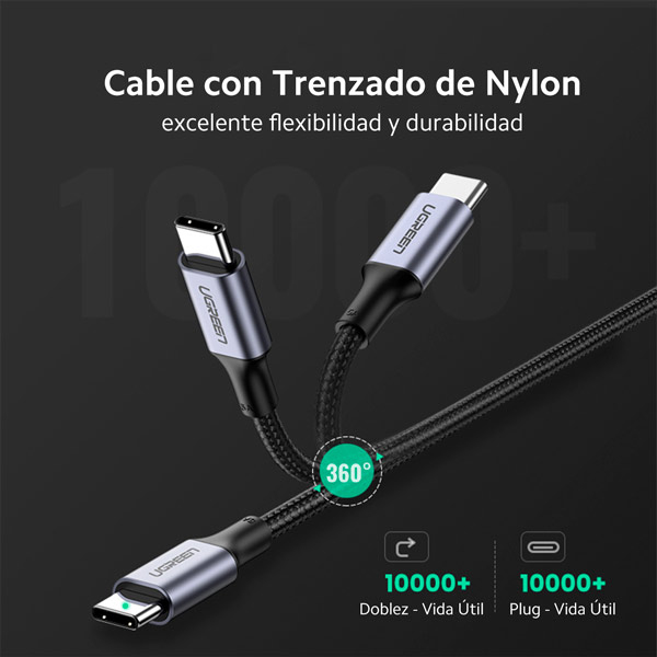 Cable de Carga UGREEN USB-C de Aluminio Trenzado 1 metro 70427