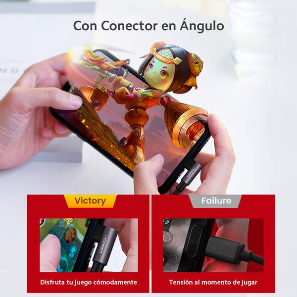 Cable de Carga UGREEN USB-A a Lightning M/M Trenzado para Iphone 1 metro 60521