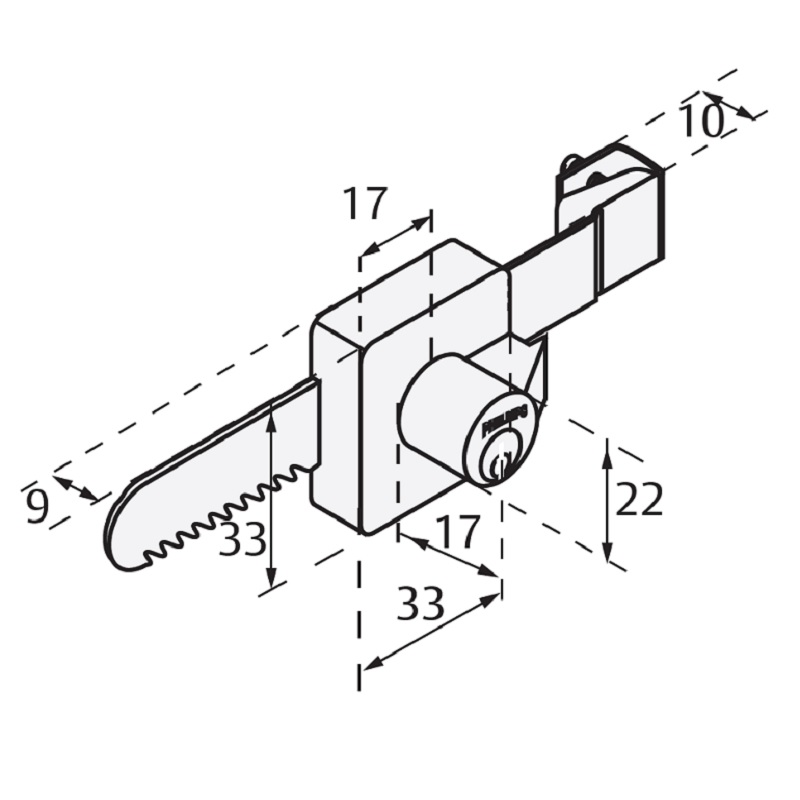 Cerradura Para Vitrina de Cristal Phillips Cromo