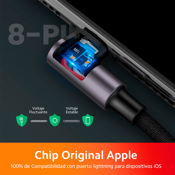 Cable de Carga UGREEN USB-A a Lightning M/M Trenzado para Iphone 1 metro 60521