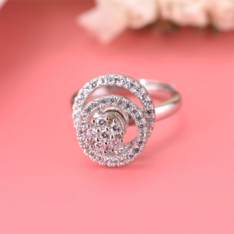 Anillo Compromiso VAROURO  Plata 925 Giratorio Ajustable + Estuche