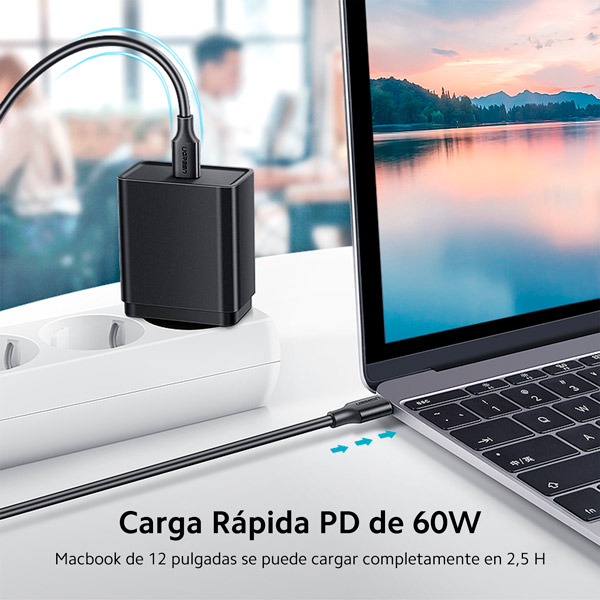 Cable de Carga UGREEN USB-C a USB-C Niquelado 1 metro 50997