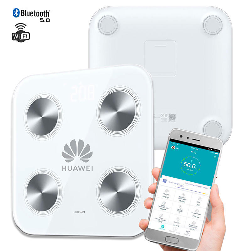 Báscula inteligente de grasa corporal HUAWEI Scale 3 10-Conexiones Wi-Fi y Bluetooth + Bascula Digital De Bolsillo