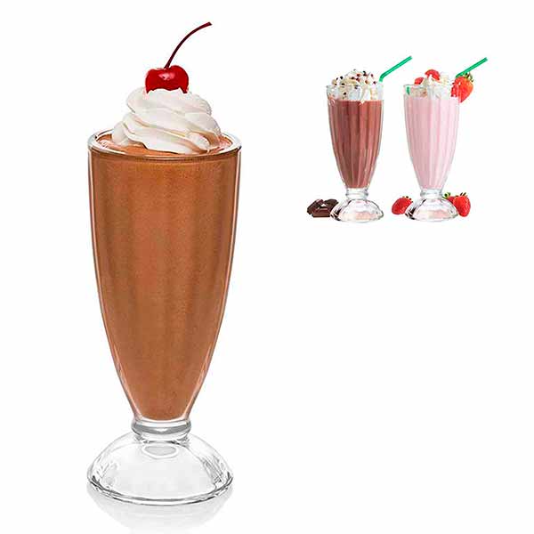 6 Vasos Para Malteada De Vidrio 350 Ml Crisa 2212