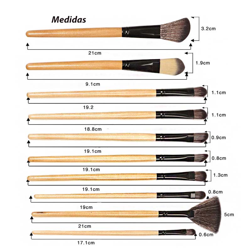 Set De 32 Brochas Maquillaje color Madera Profesional De Ojos + 1 Regalo Limpia Brochas