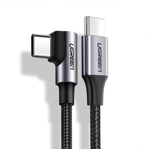 Cable de Carga UGREEN USB-C a USB-C en Angulo M/M Redondo Carcasa de Aluminio Niquelado 1 metro 50123