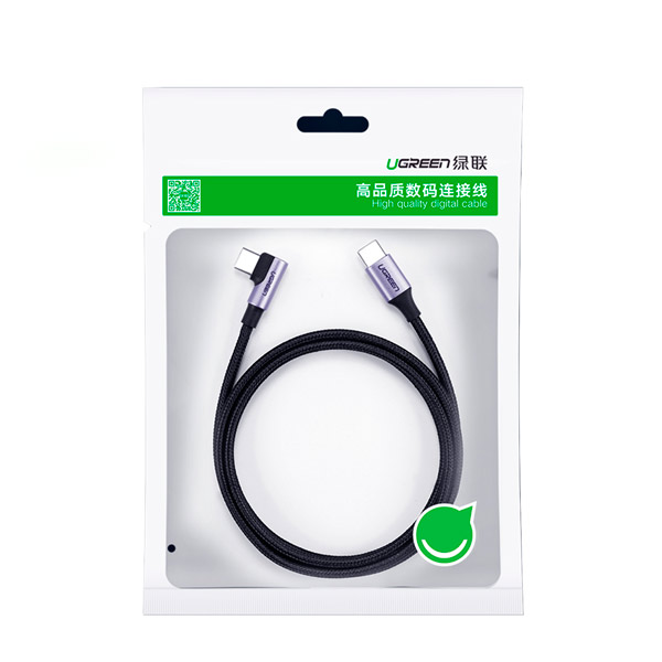 Cable de Carga UGREEN USB-C a USB-C en Angulo M/M Redondo Carcasa de Aluminio Niquelado 1 metro 50123
