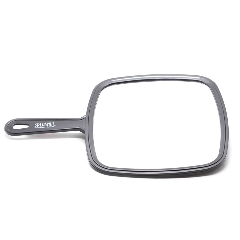 Espejo De Mano Cuadrado Mango Plástico Negro 33 Cm X 24 Cm