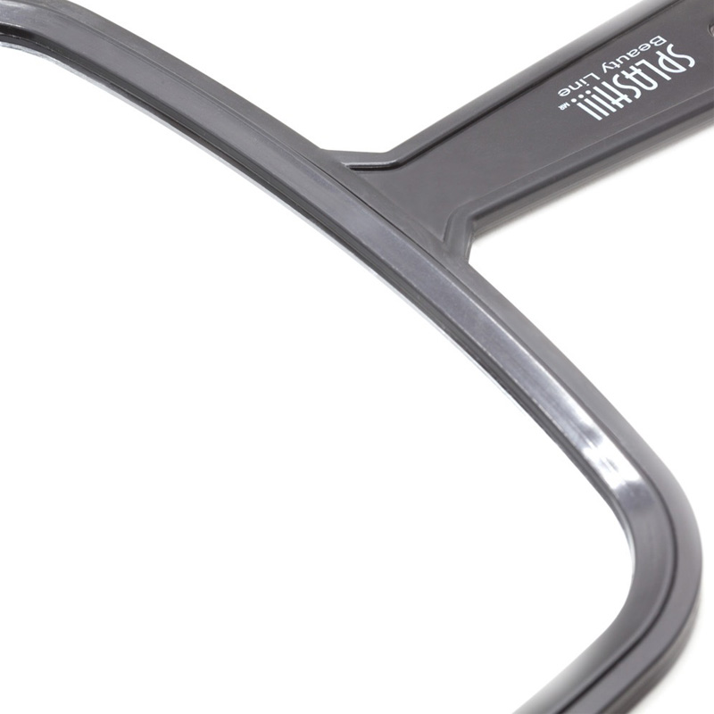 Espejo De Mano Cuadrado Mango Plástico Negro 33 Cm X 24 Cm