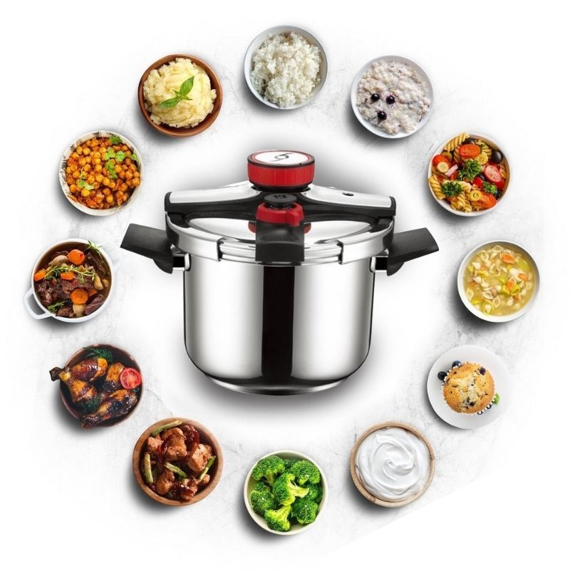 Olla Presion Acero Inoxidable 8 Lts Bogner + Tapa Cristal