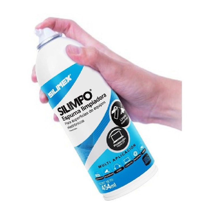 ESPUMA LIMPIADORA 454 ML SILIMEX PC MAC LAP CEL TECLADOS SMART TV TV BOX CONSOLAS JUEGO GAMER