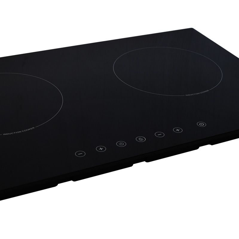 Parrilla de inducción magnética empotrable de 2 quemadores SUPRA DUE-E en color negro de 69 cm