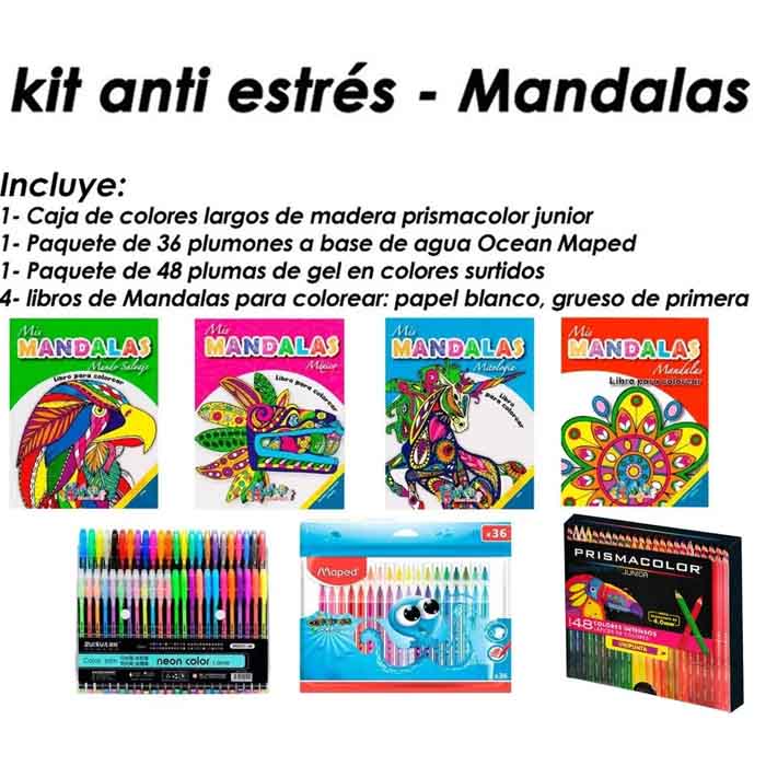 48 Plumas Gel +4 Libros Mandalas +48 Colores Prismacolor