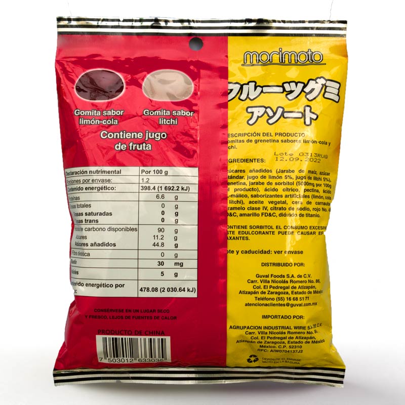 Gomitas Morimoto Limón-Cola y Lintchi 120G.