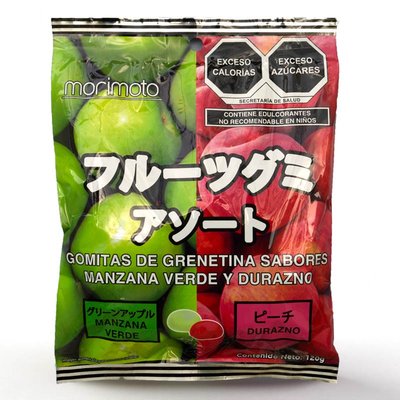 Gomitas Morimoto Manzana Verde Y Durazno 120G.