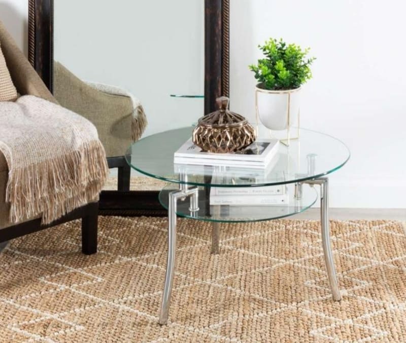 Mesa De Centro Moderna Cristal Templado Redonda 70x70cm