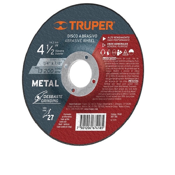  Esmeriladora combo angular Truper Ergo-Pro 800 W 127 V metro mas lentes de segurida 