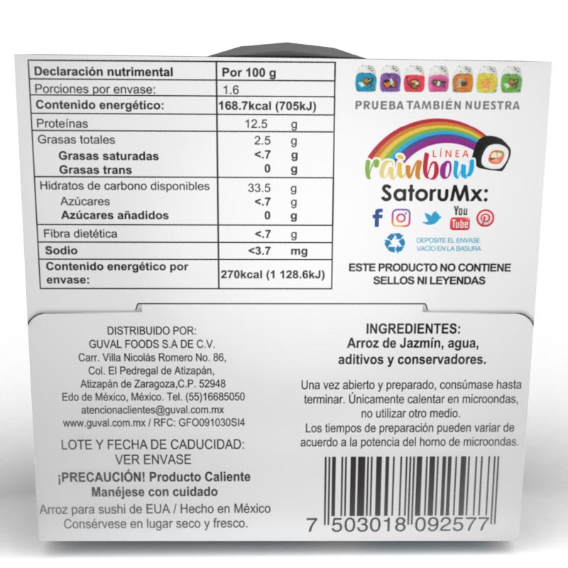 Arroz de Jazmín Cocido 160 grs. SATORU